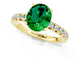 Yellow gold Oval Cut Solitaire Pave Diamond Engagement Ring with Four-Prong Setting_1