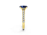 Yellow gold Oval Cut Solitaire Pave Diamond Engagement Ring with Four-Prong Setting_2