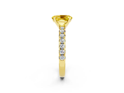 Yellow gold Oval Cut Solitaire Pave Diamond Engagement Ring with Four-Prong Setting_2