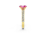 Yellow gold Oval Cut Solitaire Pave Diamond Engagement Ring with Four-Prong Setting_2