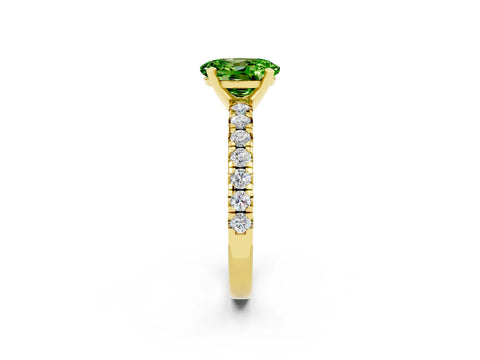 Yellow gold Oval Cut Solitaire Pave Diamond Engagement Ring with Four-Prong Setting_2