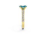 Yellow gold Oval Cut Solitaire Pave Diamond Engagement Ring with Four-Prong Setting_2