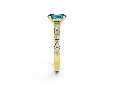 Yellow gold Oval Cut Solitaire Pave Diamond Engagement Ring with Four-Prong Setting_2