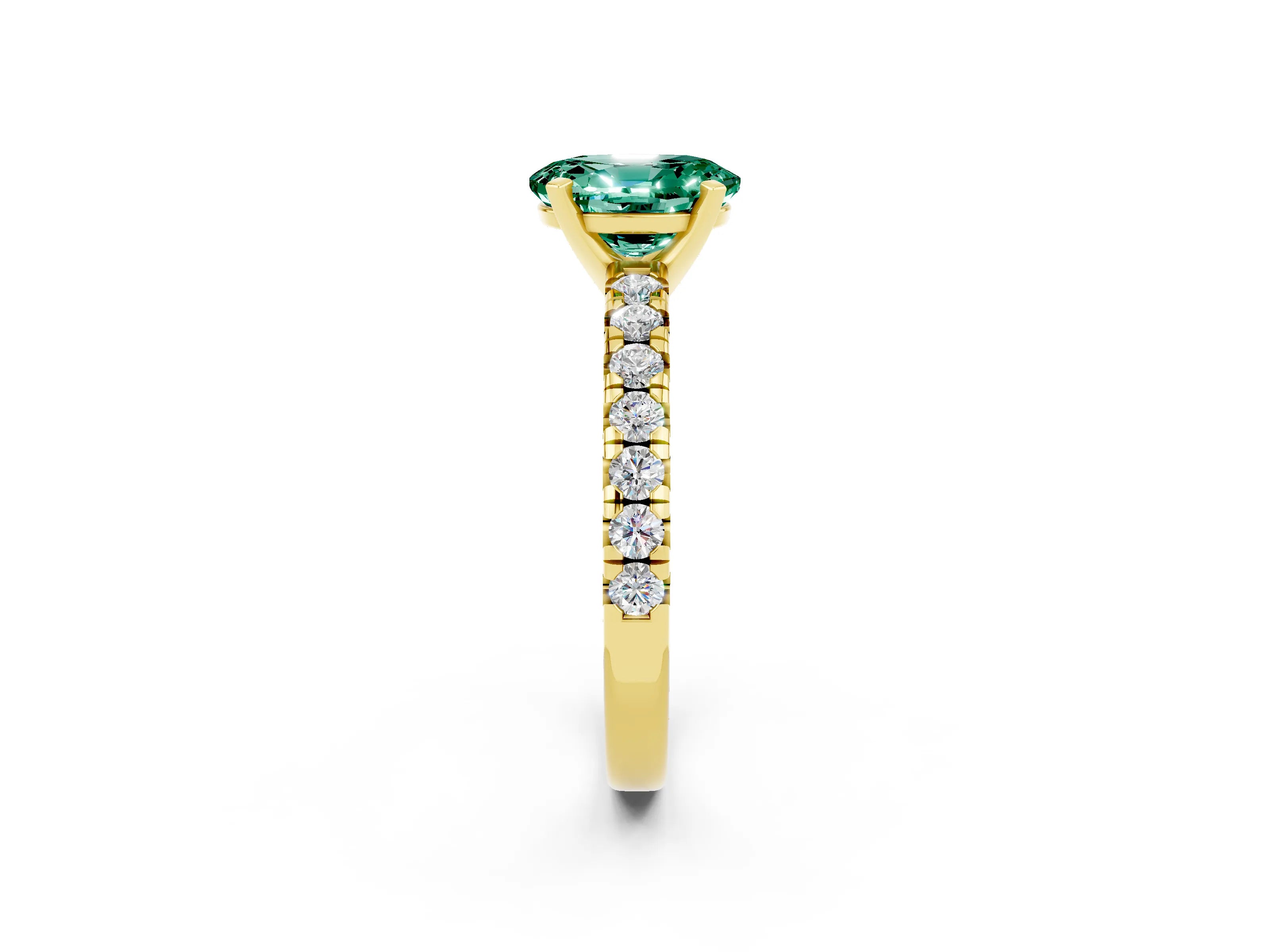 Yellow gold Oval Cut Solitaire Pave Diamond Engagement Ring with Four-Prong Setting_2