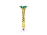Yellow gold Oval Cut Solitaire Pave Diamond Engagement Ring with Four-Prong Setting_2