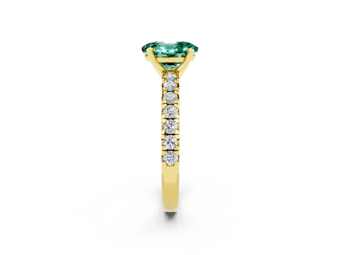 Yellow gold Oval Cut Solitaire Pave Diamond Engagement Ring with Four-Prong Setting_2