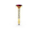 Yellow gold Oval Cut Solitaire Pave Diamond Engagement Ring with Four-Prong Setting_2