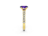 Yellow gold Oval Cut Solitaire Pave Diamond Engagement Ring with Four-Prong Setting_2