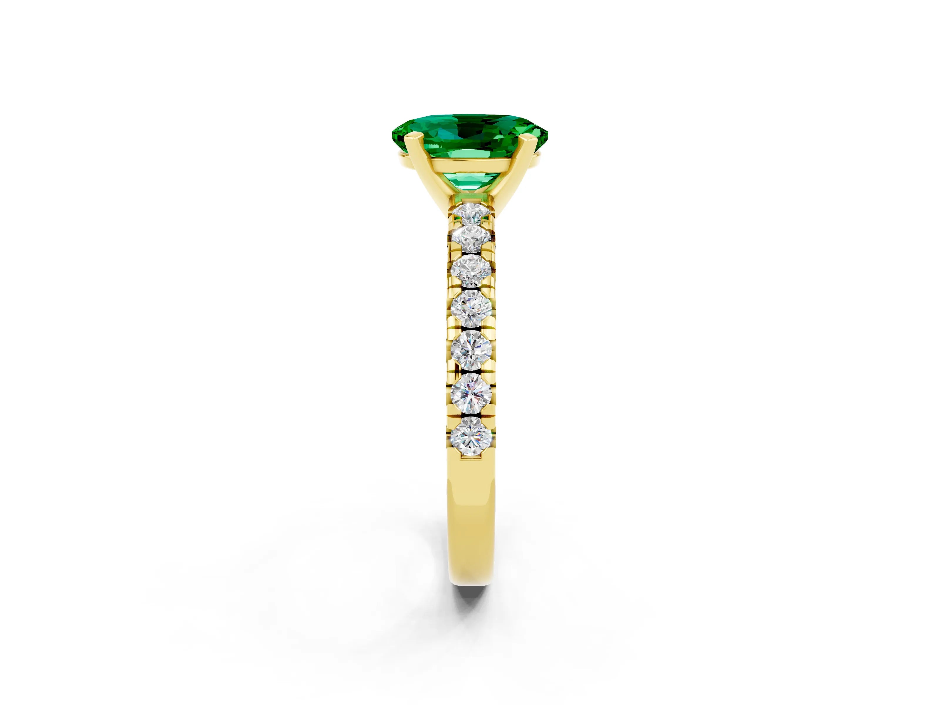 Yellow gold Oval Cut Solitaire Pave Diamond Engagement Ring with Four-Prong Setting_2