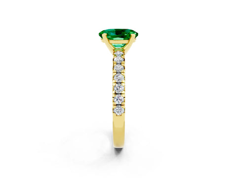 Yellow gold Oval Cut Solitaire Pave Diamond Engagement Ring with Four-Prong Setting_2