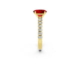 Yellow gold Oval Cut Solitaire Pave Diamond Engagement Ring with Four-Prong Setting_2