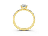 Yellow gold Oval Cut Solitaire Pave Diamond Engagement Ring with Four-Prong Setting_3