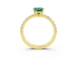 Yellow gold Oval Cut Solitaire Pave Diamond Engagement Ring with Four-Prong Setting_3