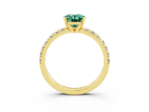 Yellow gold Oval Cut Solitaire Pave Diamond Engagement Ring with Four-Prong Setting_3
