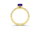 Yellow gold Oval Cut Solitaire Pave Diamond Engagement Ring with Four-Prong Setting_3