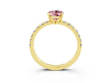 Yellow gold Oval Cut Solitaire Pave Diamond Engagement Ring with Four-Prong Setting_3