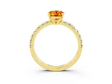 Yellow gold Oval Cut Solitaire Pave Diamond Engagement Ring with Four-Prong Setting_3