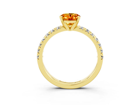 Yellow gold Oval Cut Solitaire Pave Diamond Engagement Ring with Four-Prong Setting_3