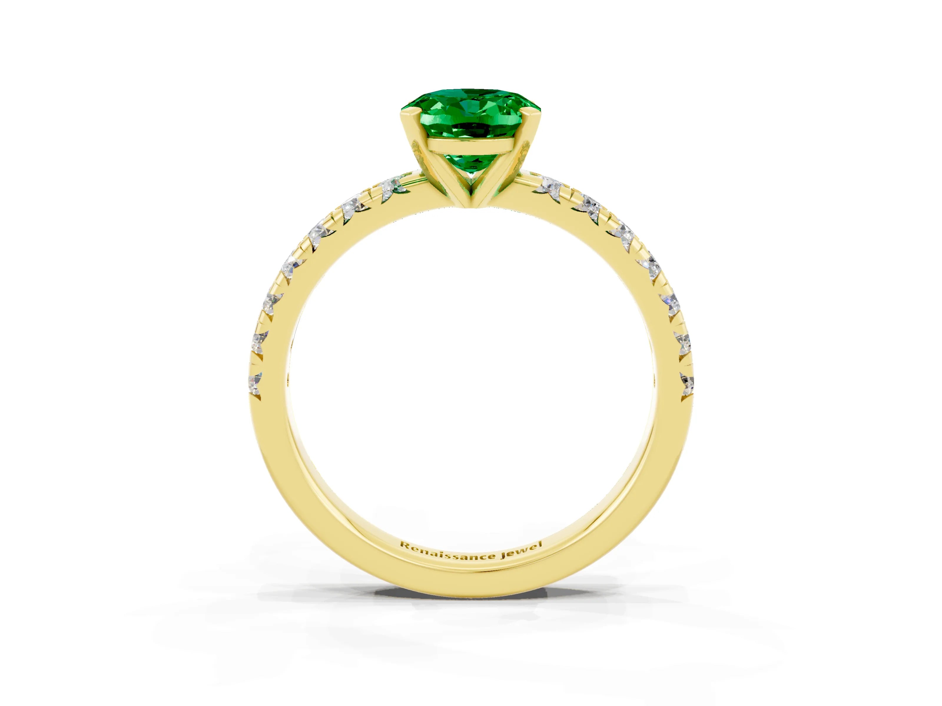 Yellow gold Oval Cut Solitaire Pave Diamond Engagement Ring with Four-Prong Setting_3