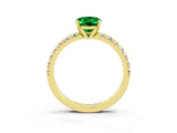Yellow gold Oval Cut Solitaire Pave Diamond Engagement Ring with Four-Prong Setting_3