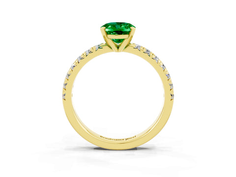 Yellow gold Oval Cut Solitaire Pave Diamond Engagement Ring with Four-Prong Setting_3