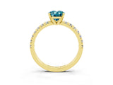 Yellow gold Oval Cut Solitaire Pave Diamond Engagement Ring with Four-Prong Setting_3