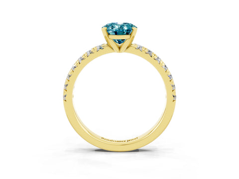 Yellow gold Oval Cut Solitaire Pave Diamond Engagement Ring with Four-Prong Setting_3