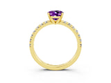 Yellow gold Oval Cut Solitaire Pave Diamond Engagement Ring with Four-Prong Setting_3