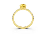 Yellow gold Oval Cut Solitaire Pave Diamond Engagement Ring with Four-Prong Setting_3