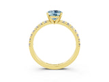 Yellow gold Oval Cut Solitaire Pave Diamond Engagement Ring with Four-Prong Setting_3