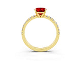 Yellow gold Oval Cut Solitaire Pave Diamond Engagement Ring with Four-Prong Setting_3