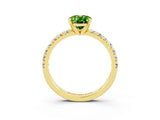 Yellow gold Oval Cut Solitaire Pave Diamond Engagement Ring with Four-Prong Setting_3