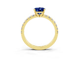 Yellow gold Oval Cut Solitaire Pave Diamond Engagement Ring with Four-Prong Setting_3