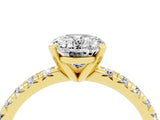 Yellow gold Oval Cut Solitaire Pave Diamond Engagement Ring with Four-Prong Setting_4