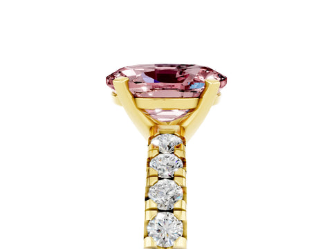 Yellow gold Oval Cut Solitaire Pave Diamond Engagement Ring with Four-Prong Setting_5