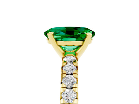 Yellow gold Oval Cut Solitaire Pave Diamond Engagement Ring with Four-Prong Setting_5