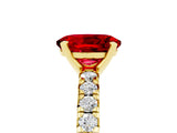 Yellow gold Oval Cut Solitaire Pave Diamond Engagement Ring with Four-Prong Setting_5