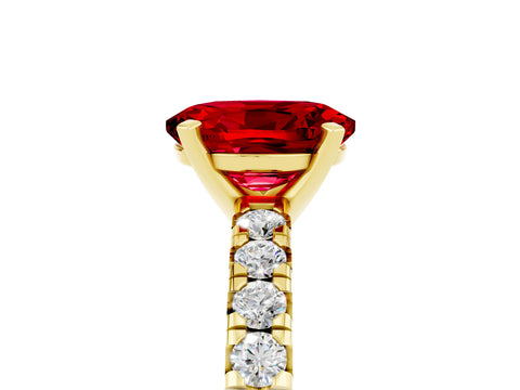 Yellow gold Oval Cut Solitaire Pave Diamond Engagement Ring with Four-Prong Setting_5