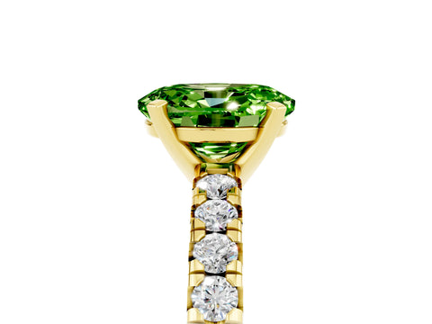 Yellow gold Oval Cut Solitaire Pave Diamond Engagement Ring with Four-Prong Setting_5
