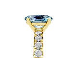 Yellow gold Oval Cut Solitaire Pave Diamond Engagement Ring with Four-Prong Setting_5
