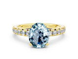 Yellow gold Oval Cut Solitaire Pave Diamond Engagement Ring with Four-Prong Setting