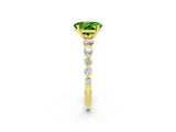 Yellow gold Oval Cut Solitaire Peridot Ring with Pave Band and Four-Prong Setting_2