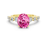 Yellow gold Oval Cut Solitaire Pink Sapphire Ring with Pave Band and Four-Prong Setting_24