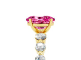 Yellow gold Oval Cut Solitaire Pink Sapphire Ring with Pave Band and Four-Prong Setting_29