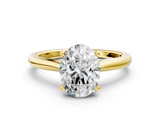 Yellow gold Oval Cut Solitaire Ring with Cathedral Band and Four-Prong Setting_110