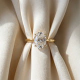 Yellow gold Oval Cut Solitaire Ring with Cathedral Band and Four-Prong Setting_139