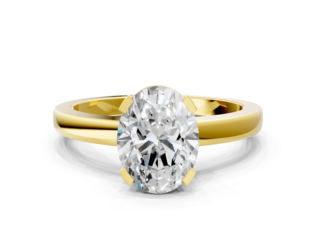 Yellow gold Oval Cut Solitaire Ring with Four-Prong Setting and Classic Band_74