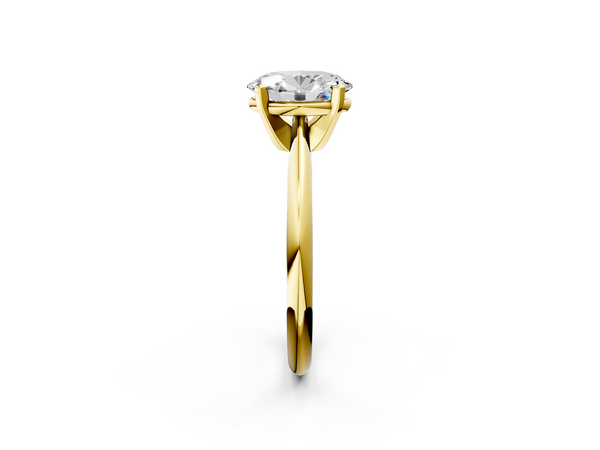 Yellow gold Oval Cut Solitaire Ring with Four-Prong Setting on a Classic Band