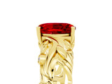 Yellow gold Oval Cut Solitaire Ruby Leaf-Inspired Vine Band Ring with Prong Setting_5