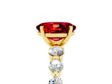 Yellow gold Oval Cut Solitaire Ruby Ring with Pave Band and Four-Prong Setting_5
